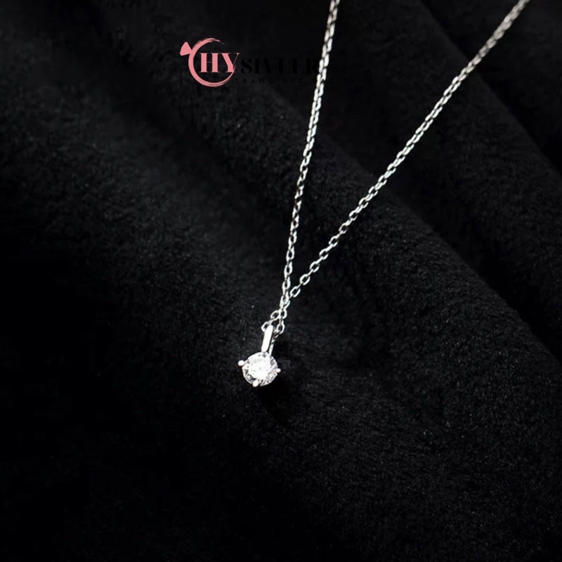 Dây chuyền bạc ta đính đá nhỏ xinh dây chuyền nữ mặt đá 6 ly bạc thật giá rẻ CHY SILVER