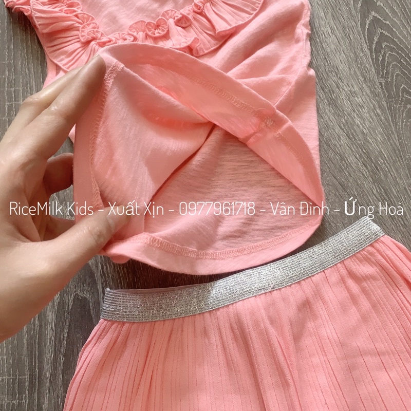 Bộ hè cotton cho bé gái màu HỒNG TERYBERY xuất dư xịn cho bé