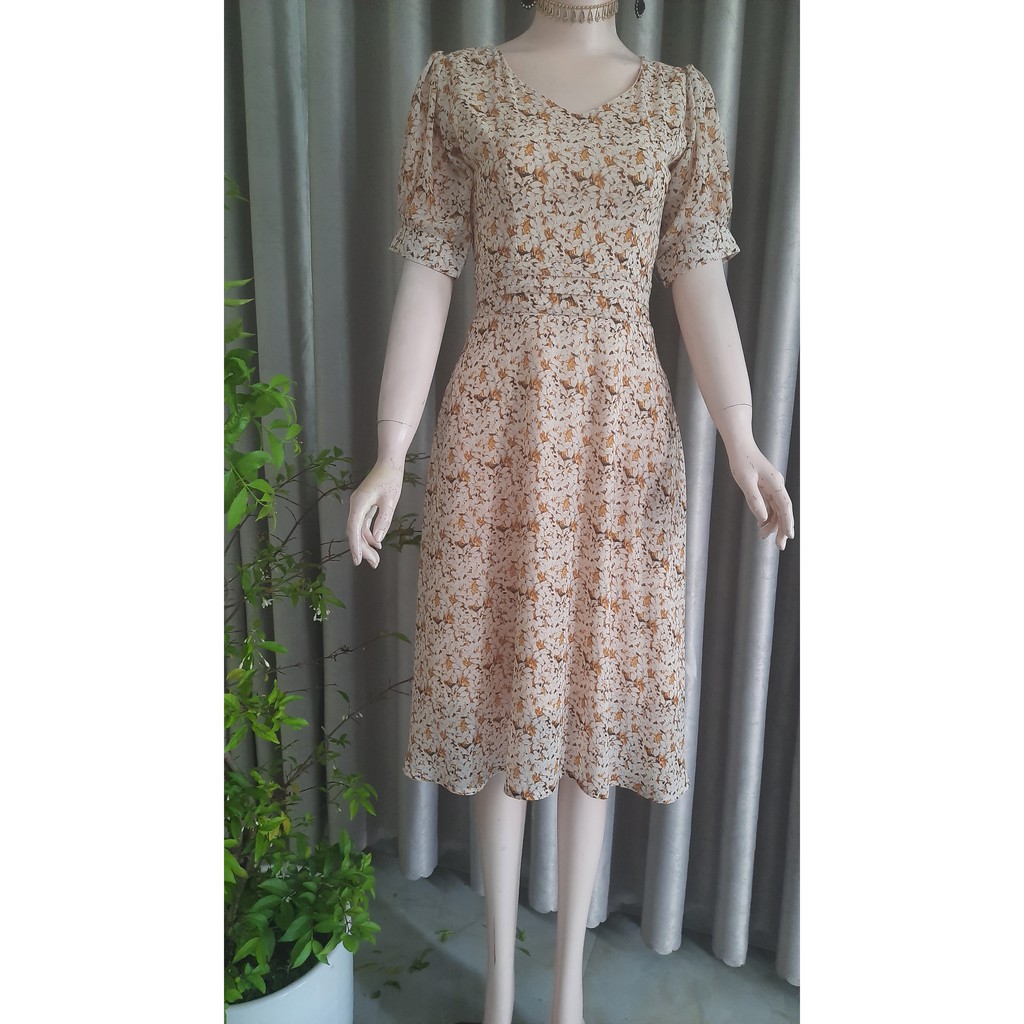 Đầm Váy Nữ Xòe Cổ Chữ V Xếp Eo - MH024 | BigBuy360 - bigbuy360.vn