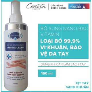 Nước rửa tay dạng xịt Cenota 120ml, nước rửa tay khử khuẩn, bảo vệ da tay