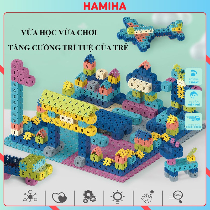 Đồ Chơi Xếp Hình Khối Hình Vuông Nhiều Màu Nhiều Số Thông Minh Giáo Dục Cho Bé Hamiha-ĐC50