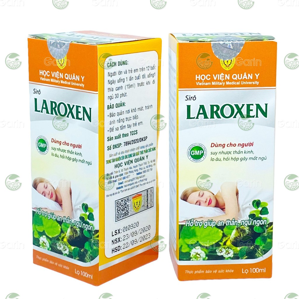 [HÀNG CHUẨN HỌC VIỆN QUÂN Y] Bộ 10 hộp Siro thảo dược Laroxen Học Viện Quân Y (100ml x 10) giúp ngủ ngon, ngủ sâu giấc