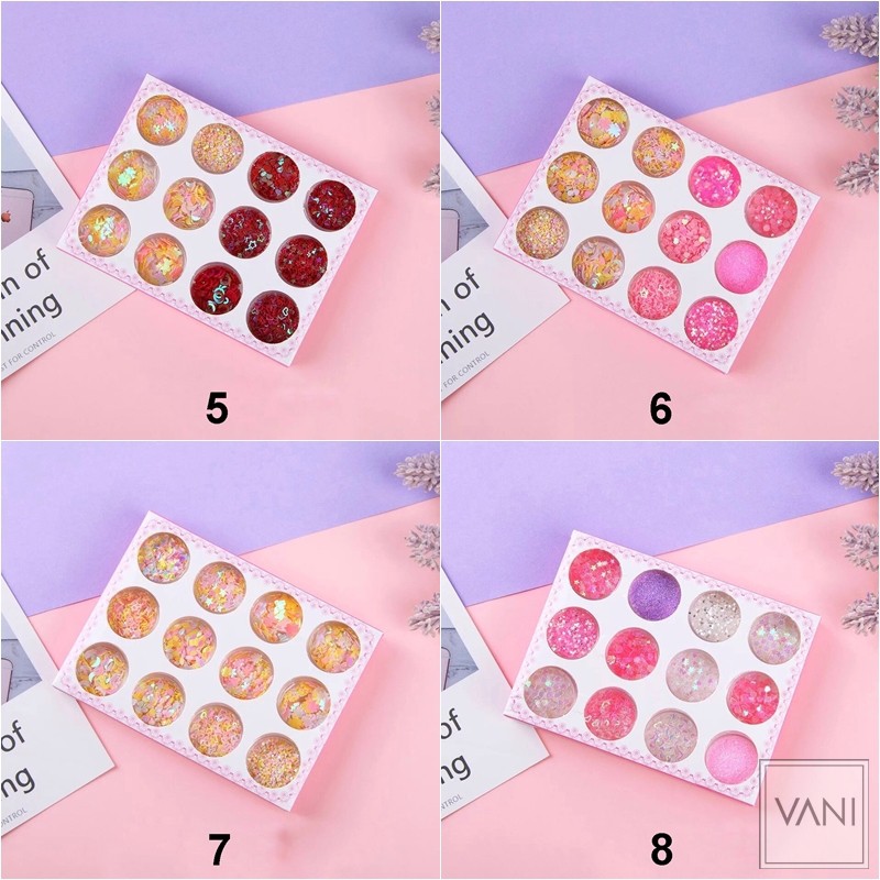 Set 12 Hũ Glitter Nhũ Kim Tuyến Kira Kira Makeup Lấp Lánh Phong Cách Hàn Quốc - VANI STORE | BigBuy360 - bigbuy360.vn