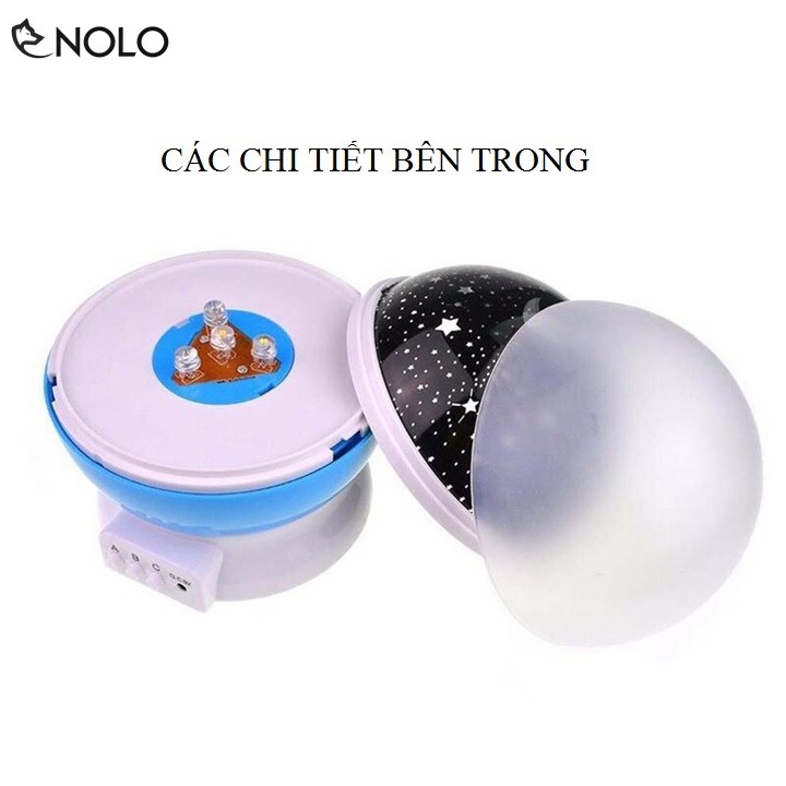 Bộ Đèn Xoay Led 7 Màu Họa Tiết Ánh Sao Vũ Trụ Nguồn 5V Hoặc 4 Viên Pin AA