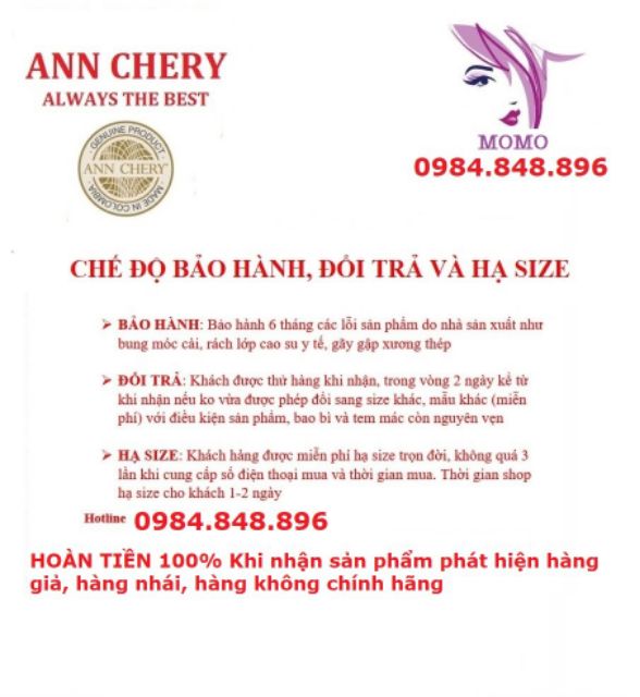 Gen nịt bụng giảm mỡ Ann Chery 2021 dáng dài 3 hàng móc