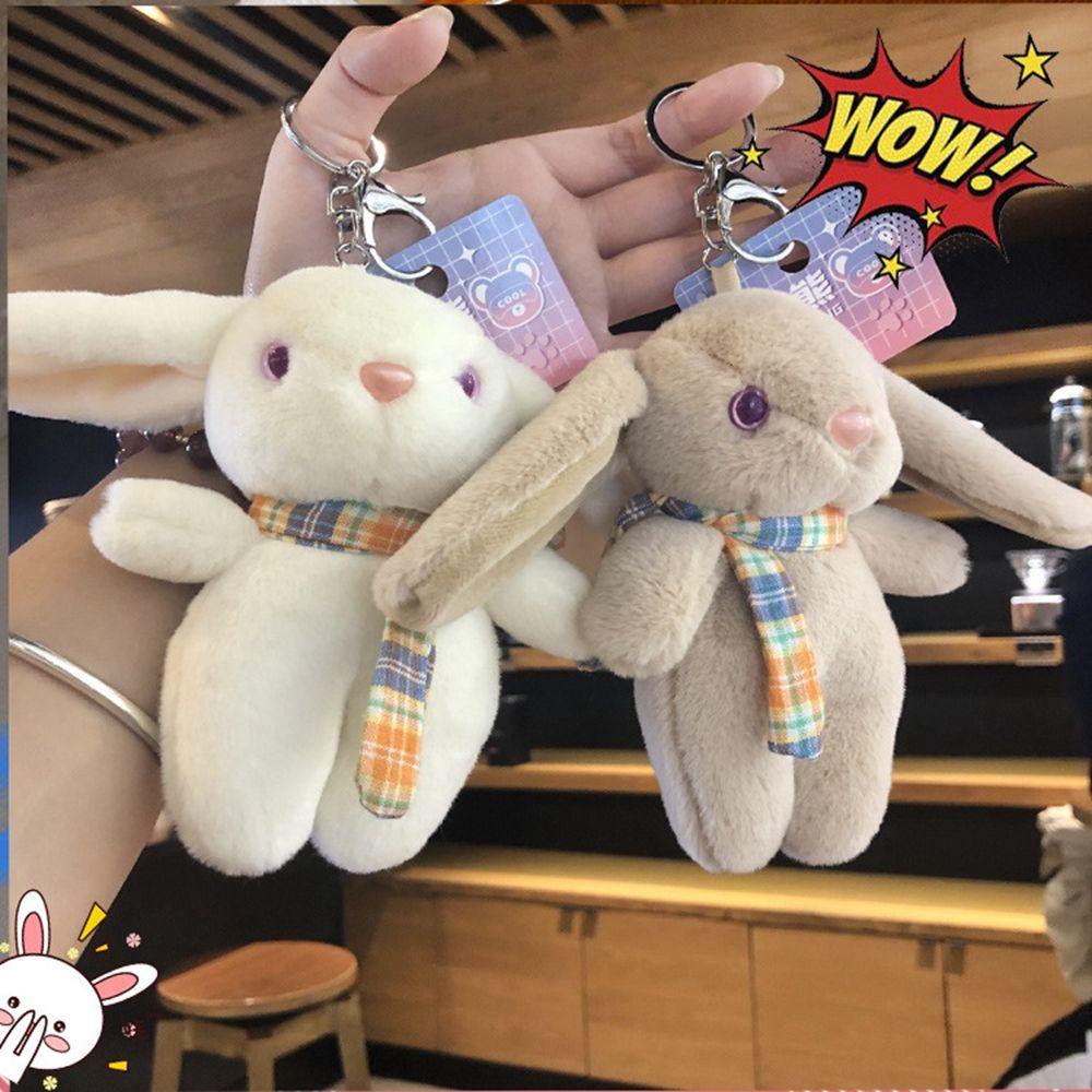 Móc Khóa Hình Thỏ Nhồi Bông Tai Dài Đáng Yêu Giá Đỡ