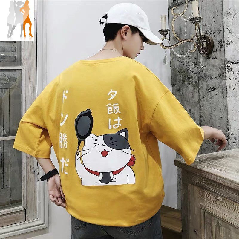[Có full video] Áo thun unisex hình con mèo thần tài form rộng tay lỡ - Trùm Chuyên Sỉ Thời Trang - 150620201009 | BigBuy360 - bigbuy360.vn