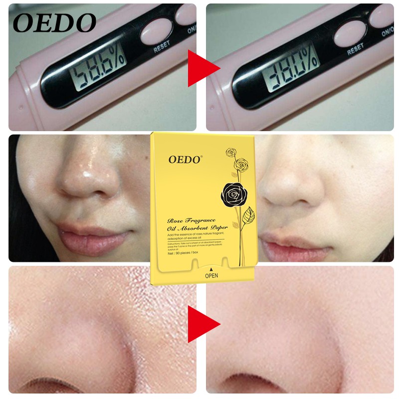 Giấy thấm dầu hương hoa hồng kiểm soát dầu làm trắng da chăm sóc mặt OEDO sóc mặt Vệ Sinh Dầu Nhờn Thừa Trên Da Mặt