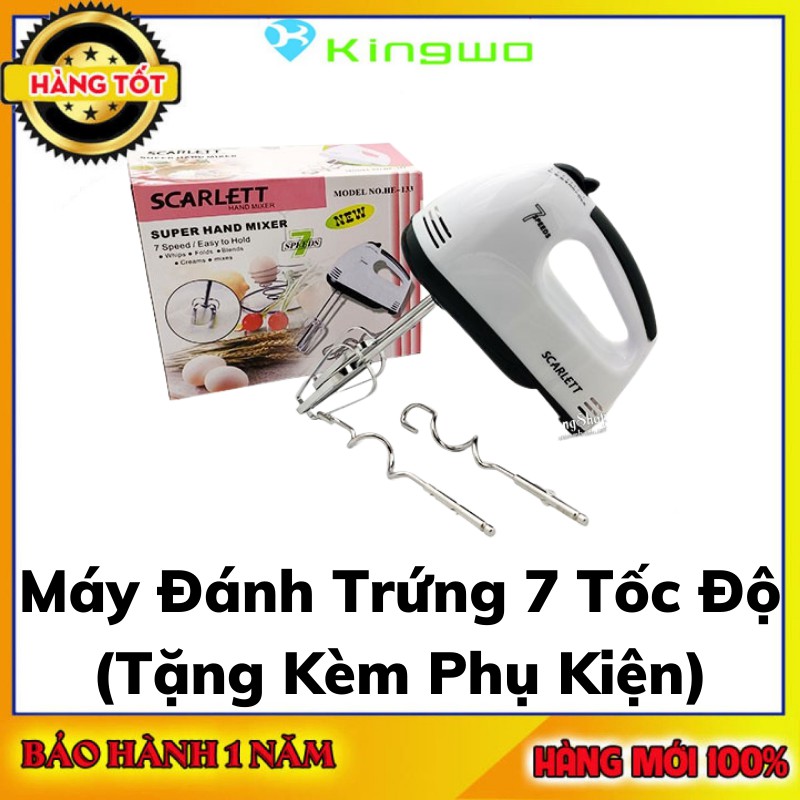 Máy Đánh Trứng Cầm Tay Scarlet 7 Tốc Độ - Phới Đánh Trứng Công Suất 180W ( Tặng Kèm 2 Phụ Kiện )