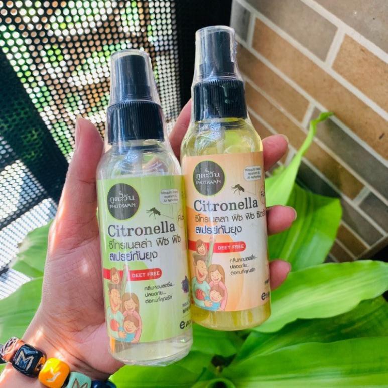 Tinh dầu xịt chống muỗi, côn trùng Phutawan Citronella Thái Lan 100ml