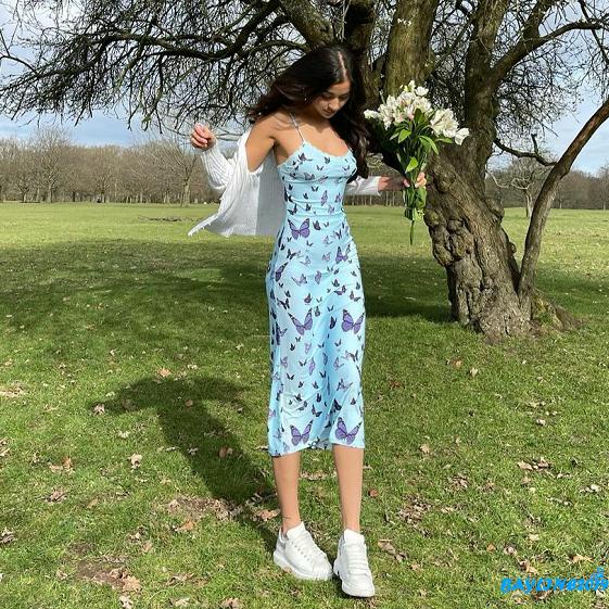 Đầm Dây Nữ Cộc Tay Cổ Chữ V Quyến Rũ