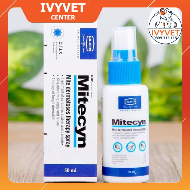 Thuốc xịt ve giận, viêm da chó mèo Mitecyn 50ml