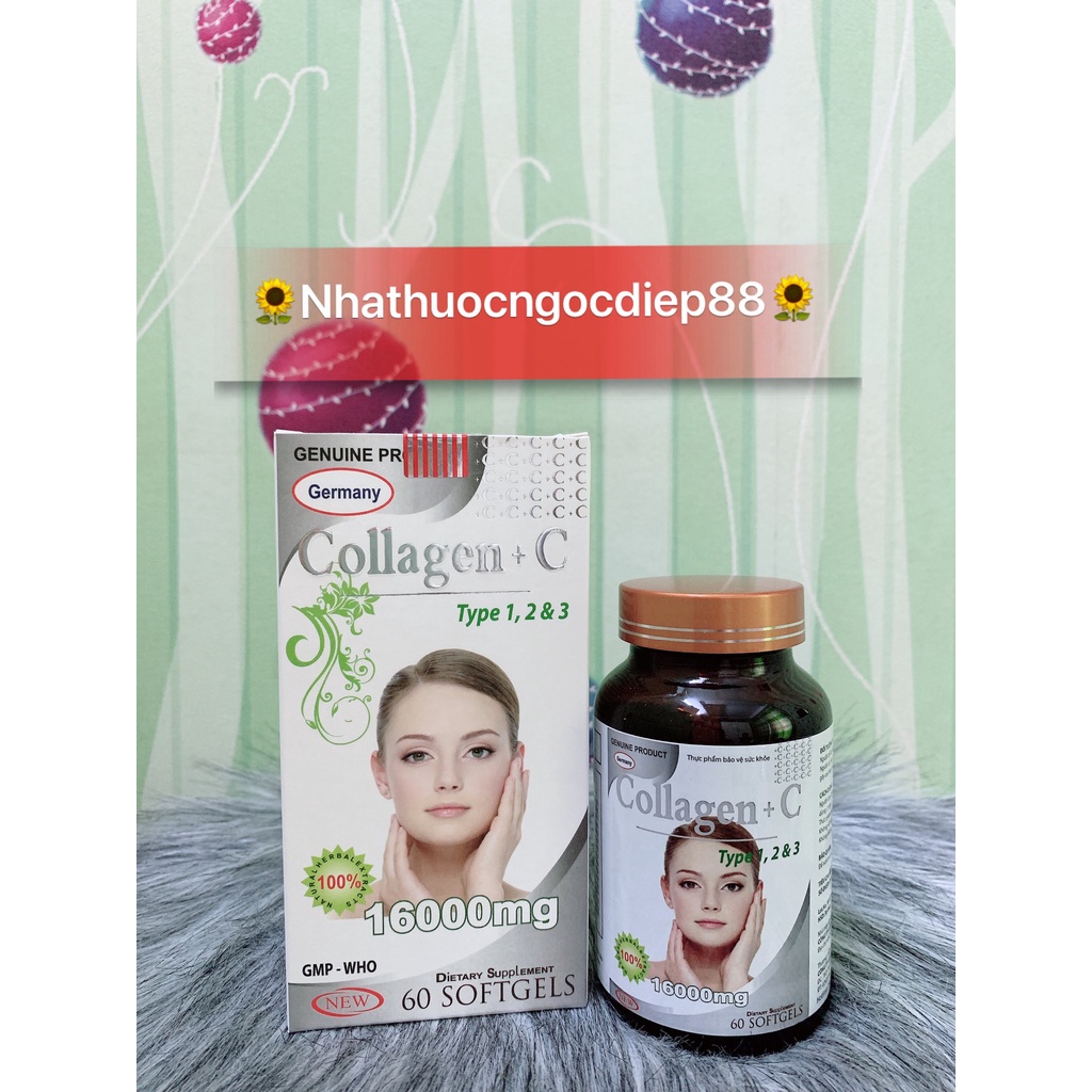 Collagen C 16000mg đẹp da, chống lão hóa, mờ thâm, trắng da Hộp 60 viên