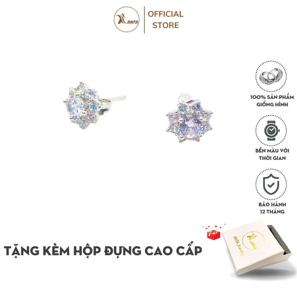 Hoa tai bạc Ý 925 hoa mai đính phá lê lấp lánh sang trọng ANTA Jewlery - ATJ5508-D