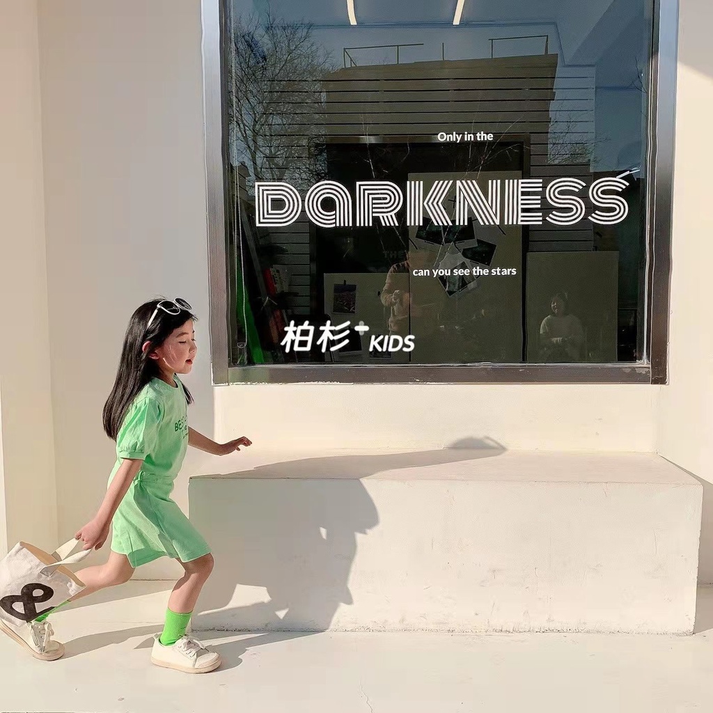 [Khuyến Mãi Bởi Cửa Hàng] Set Áo Thun Tay Ngắn + Quần Short Thể Thao Dáng Rộng Thoải Mái Dễ Phối Đồ Phong Cách Phương Tây Cho Bé Gái