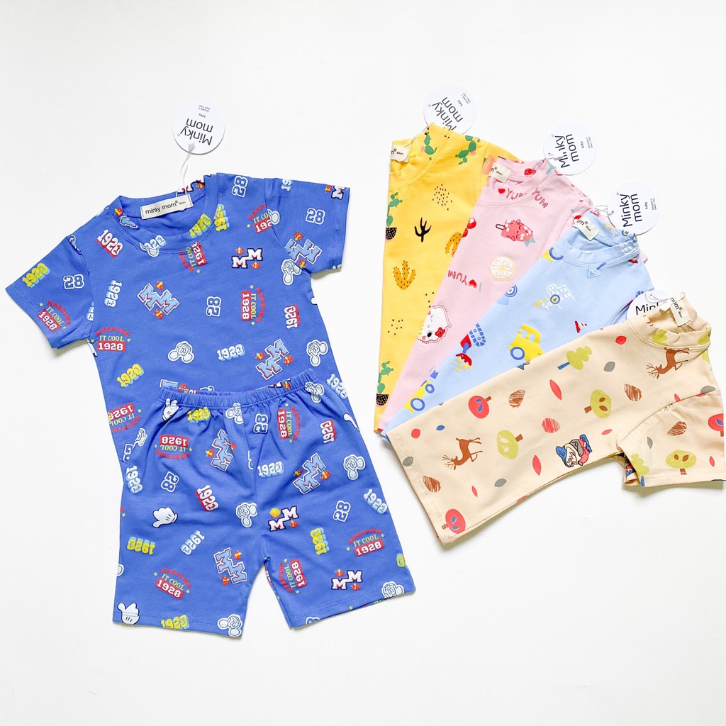 [SALE] Bộ Cộc Tay Cho Bé Trai, Bé Gái Minky Mom Vải Cotton 100% Họa Tiết Xương Rồng, Bộ Quần Áo Trẻ Em Mặc Hè MKM2131