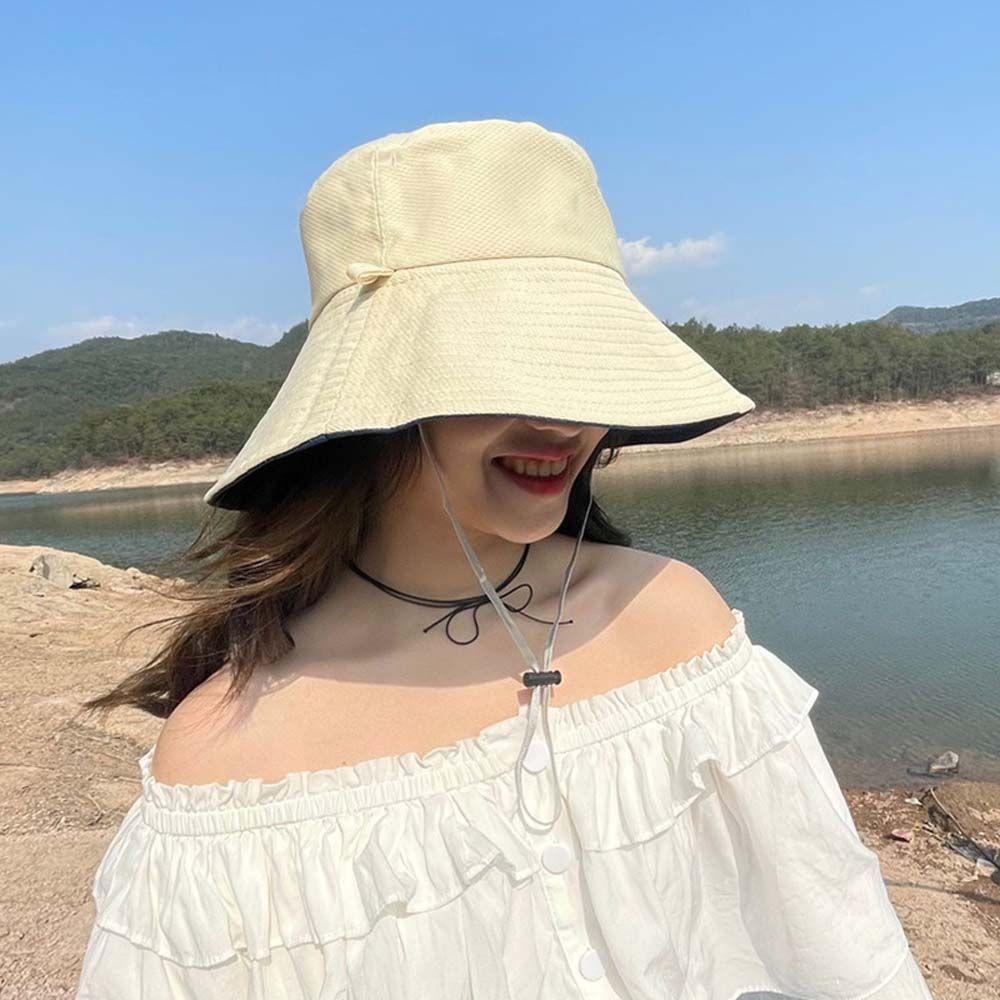 Nón Tai Bèo Vành Rộng Hai Màu Sắc Nhã Nhặn Dành Cho Nữ