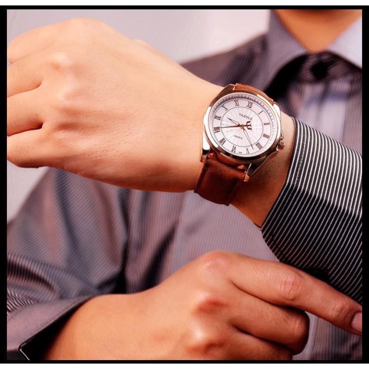 Đồng hồ nam Yazole 336 dây da thời trang cực chất (Vỏ bạc) . | BigBuy360 - bigbuy360.vn