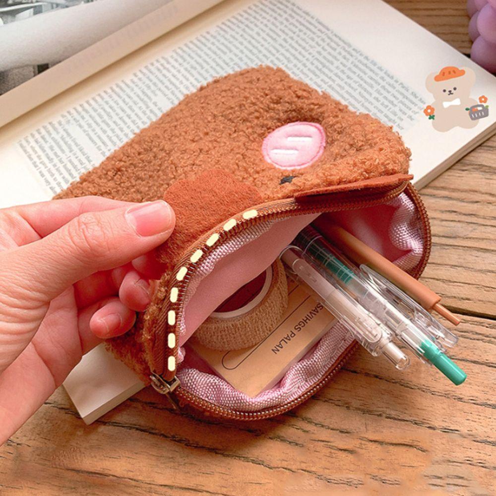 Túi Đựng Mỹ Phẩm Mini Hình Vuông Phủ Lông Mềm Mại Có Khóa Kéo Tiện Dụng