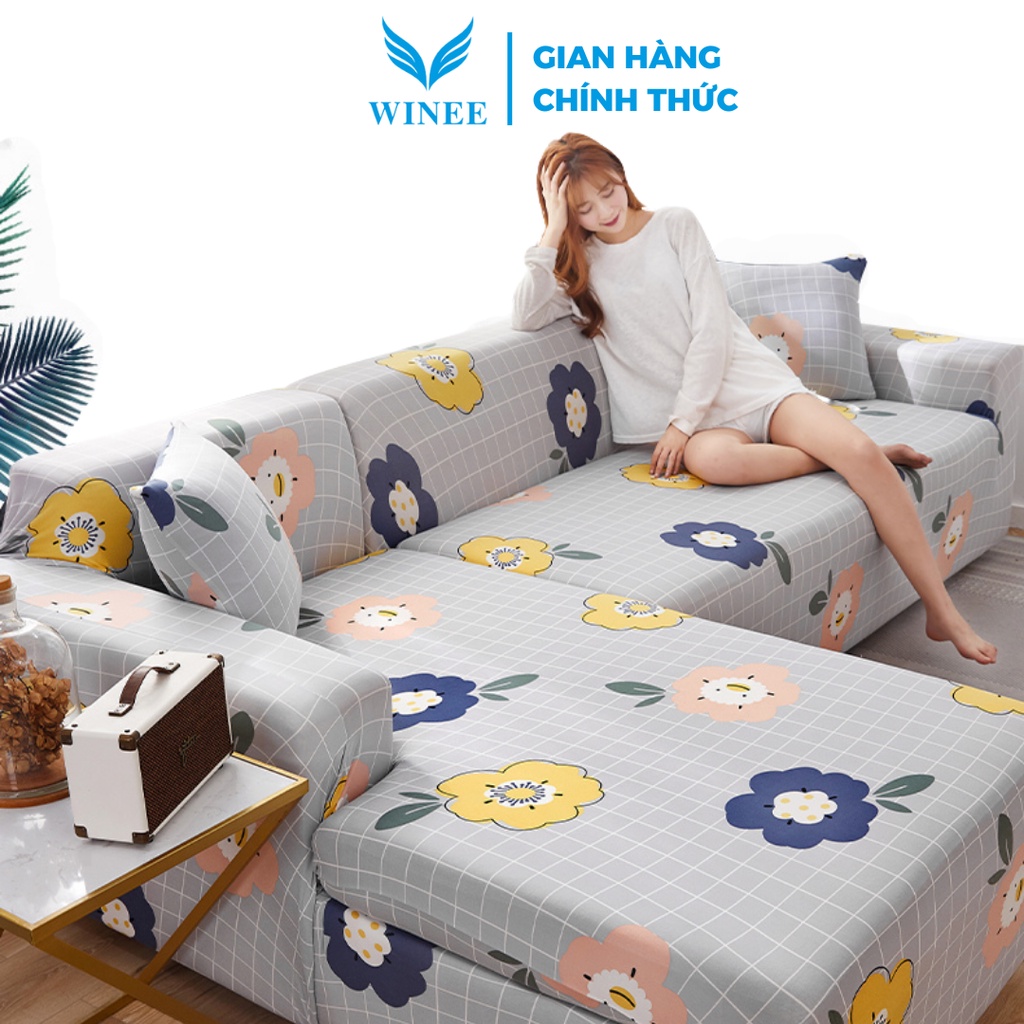 Vỏ bọc sofa chữ L vải bọc sofa 1/2/3/4 chỗ kèm hướng dẫn bọc vải thun sữa mềm mại tặng 1 vỏ gối