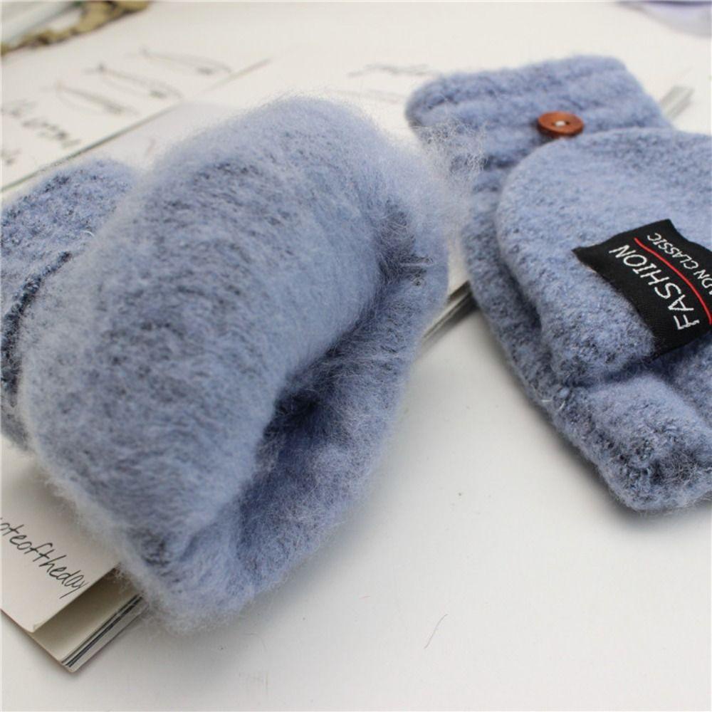 Găng Tay Len Hở Ngón Giữ Ấm Mùa Đông Thời Trang Unisex