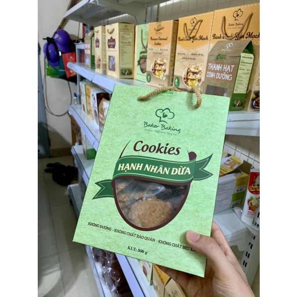 Bánh cookies hạnh nhân dừa giảm cân ăn kiêng healthy ít ngọt Bánh quy Baker Baking