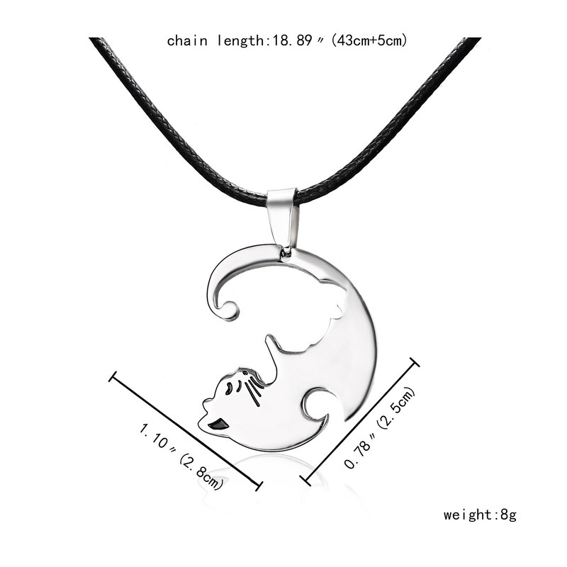 Vòng cổ Thép Titan Mặt Hình Mèo Trắng Đen Dễ Thương 316L