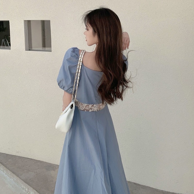 Đầm Midi Mỏng Ôm Eo Phong Cách Pháp Mùa Hè Hàng Mới Cho Nữ