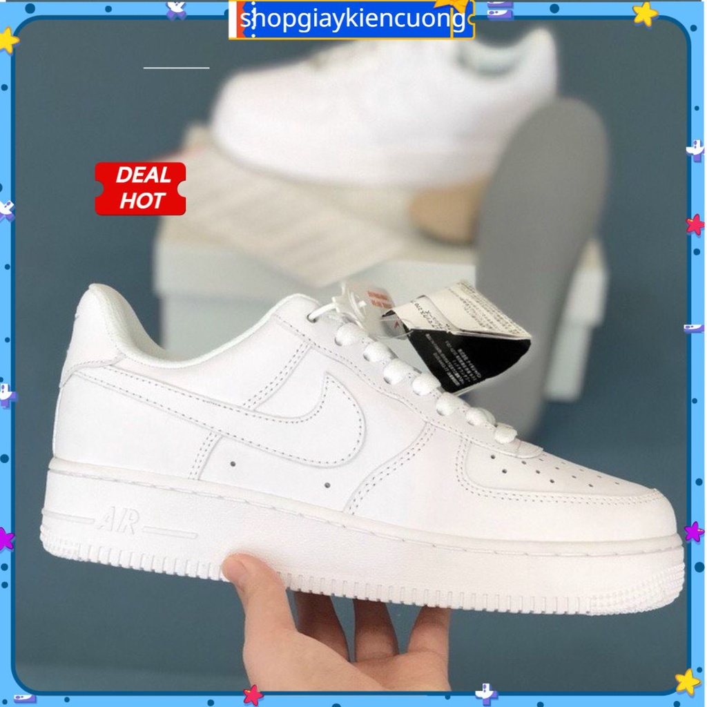 Giày Sneaker AF1 Trắng, giày Air Force 1 hàng xịn, form chuẩn, da mềm, đi rất êm, full phụ kiện tặng box bảo vệ