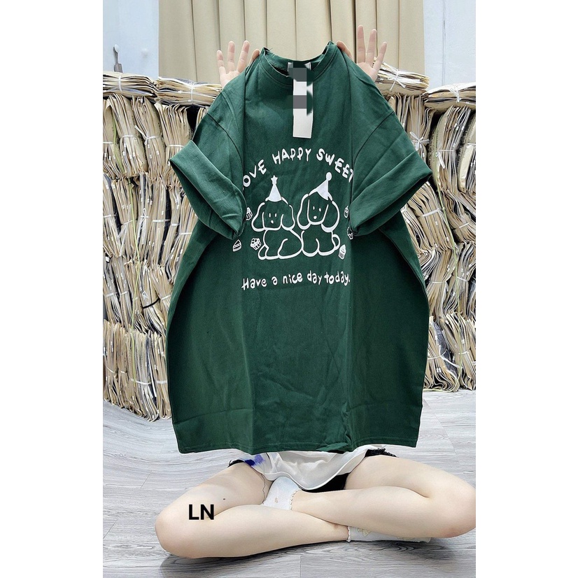 Áo phông 2 con chó form thụng-3L5N