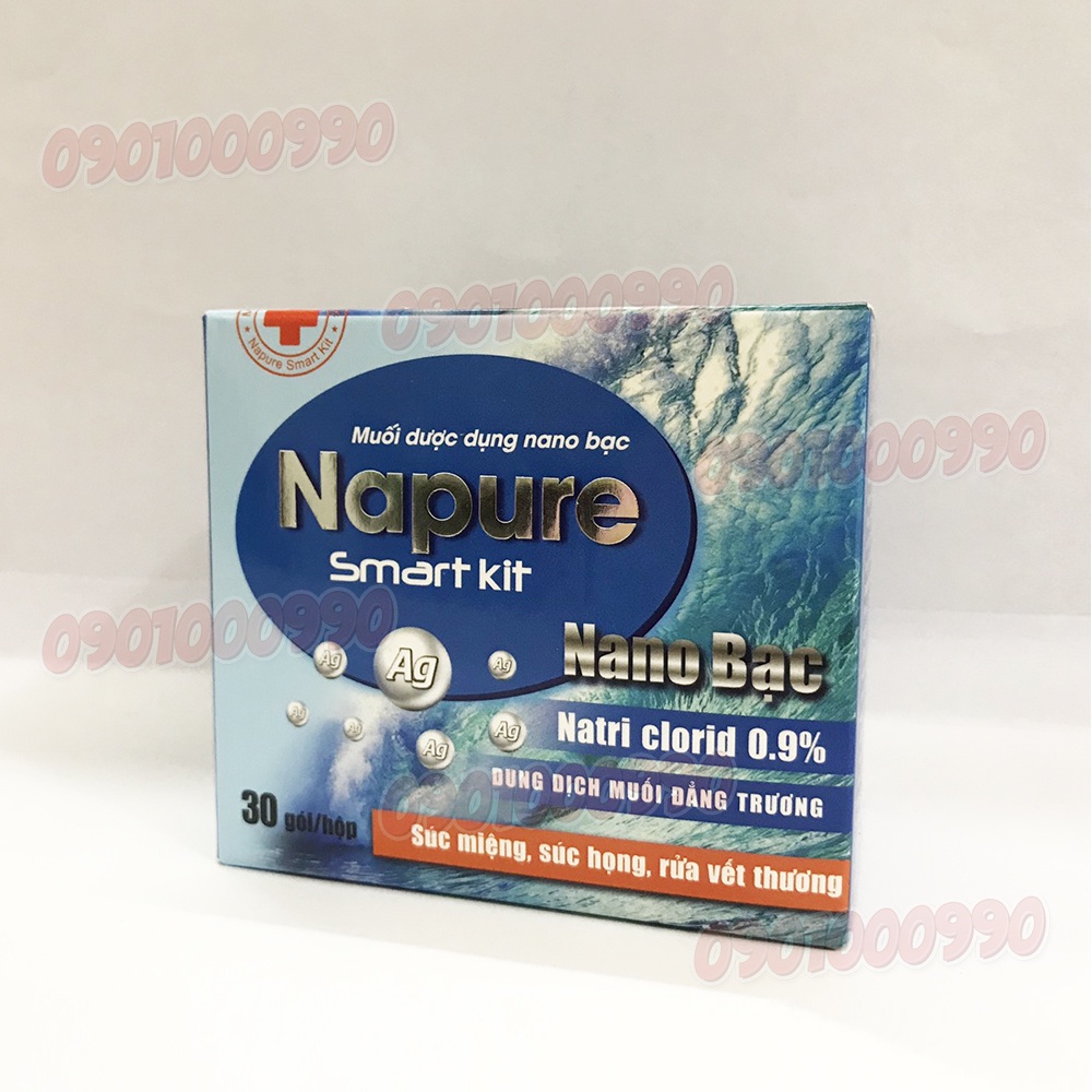 Gói muối dược dụng Napure chứa Nano Bạc - súc miệng, súc họng, rửa vết thương, vệ sinh mắt, mũi, tai...