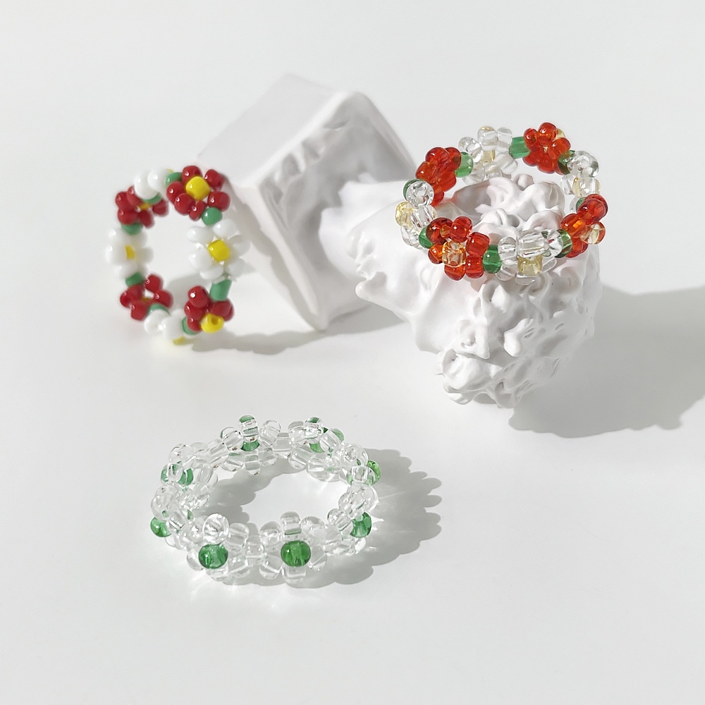 Nhẫn trong suốt đính hạt đơn giản phong cách Hàn Quốc thời trang cho nữ