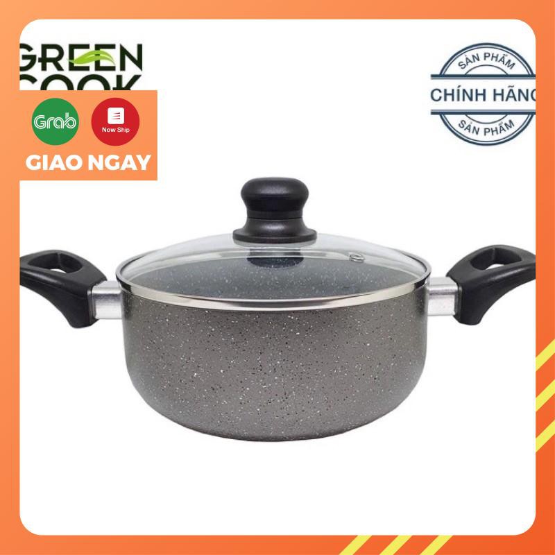 NỒI VÂN ĐÁ CHỐNG DÍNH GREEN COOK 20CM (20 CM) - Hàng khuyến mãi của nutifood