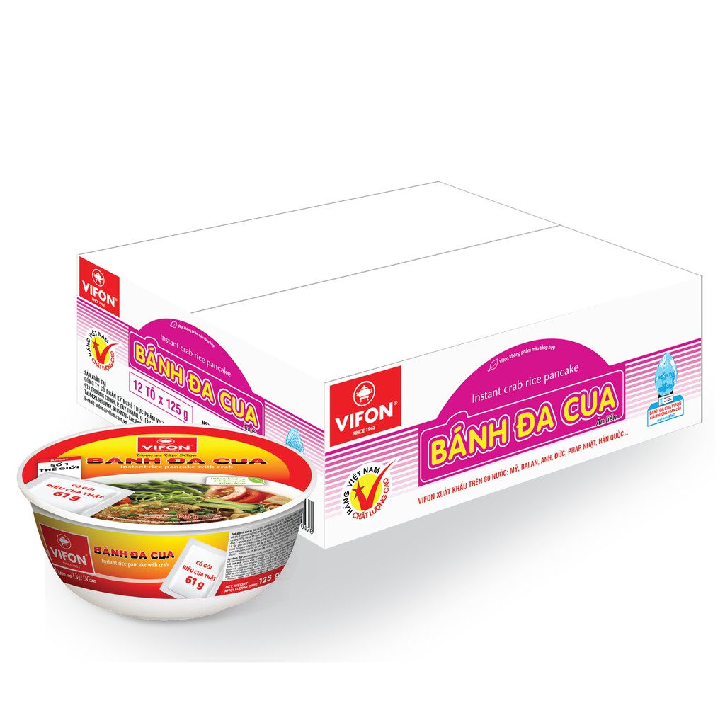 Bánh Đa Cua Tô 125g Vifon [Thùng 12 Tô]