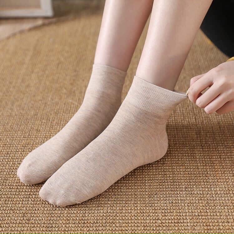 Set 10 Đôi Tất Mix Màu Muối Tiêu, Cổ Ngắn Dành Cho Nam Và Nữ, Chất Cotton Mềm Mịn Không Bai, Không Xù
