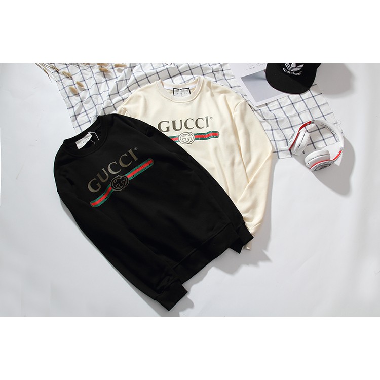 Áo Hoodie Dài Tay In Chữ Gucci Thời Trang Nam Nữ