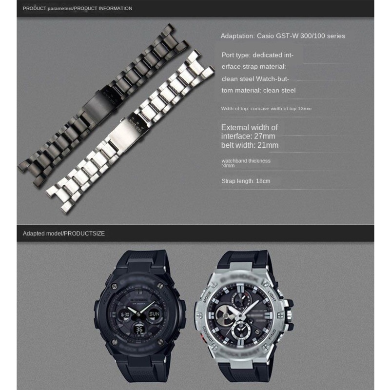 Dây Đeo Thay Thế Bằng Kim Loại Không Gỉ Cho casio g-shock gst-w300 gst-400g gst-b100 gst-210 s100d / s110d / w110