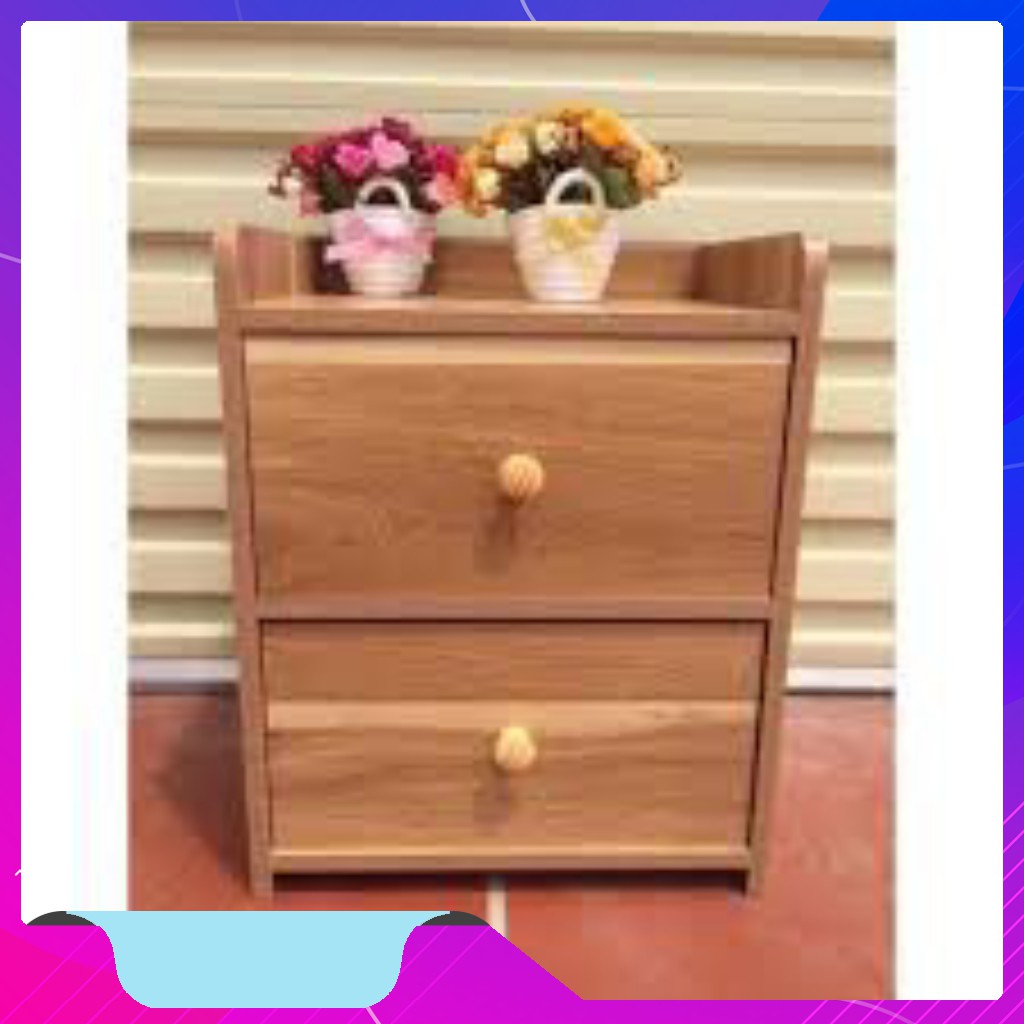Tủ, Kệ Đầu Giường Vuông 2 Ngăn Kéo Màu Gỗ 40 x 26 x 32.5cm | BigBuy360 - bigbuy360.vn