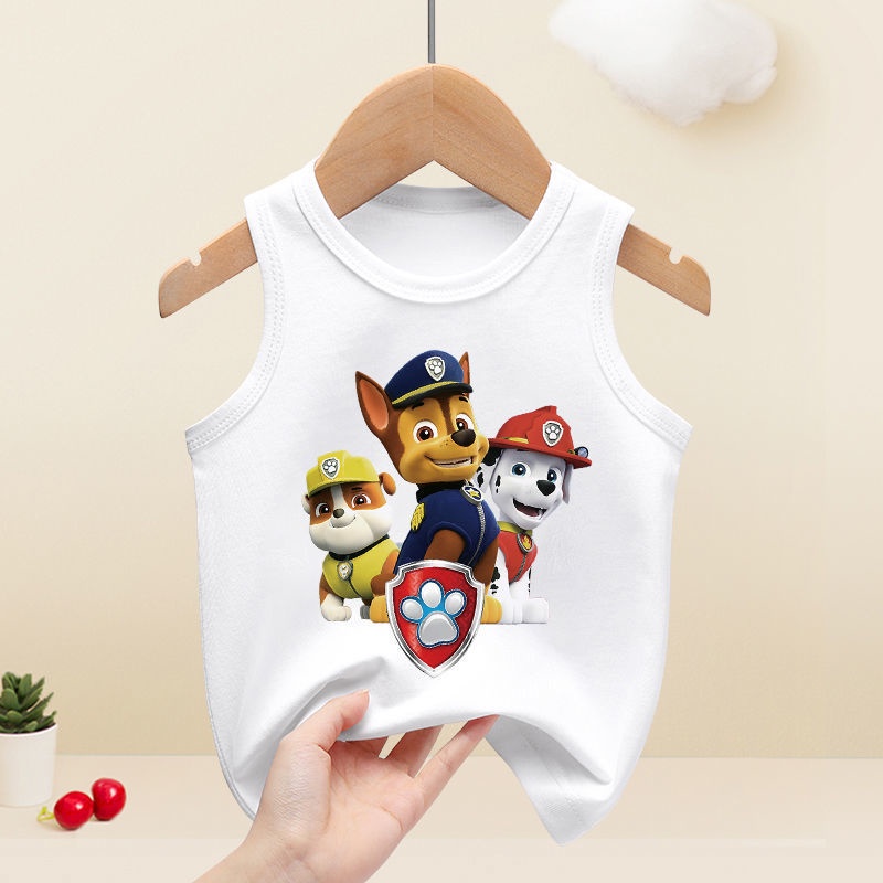 Ao Thun bé trai , áo sát nách hình chú chó cứu hộ 8-20 kg