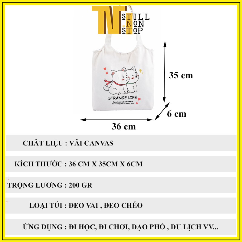 Túi tote đeo vai đeo chéo túi  vải canvas giá rẻ đẹp đi học ULZZANG XUONGMAITNT N2