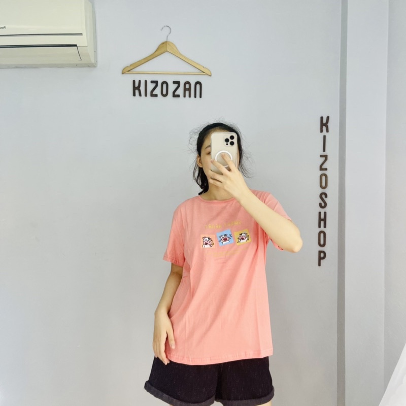 0204.ÁO PHÔNG ÁO THUN/ÁO PHÔNG NỮ/ÁO THUN NỮ ÁO COTTON HÌNH 3 CHÚ BÒ TAY NGẮN PHOM RỘNG