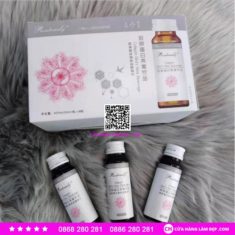 Set 8 Chai Nước Uống Trắng Da Collagen Yến Rosebeauty