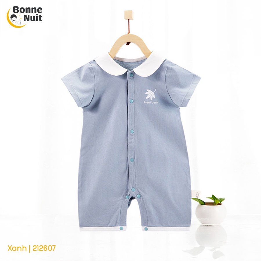 Bodysuit tay ngắn Hunibear cho bé  100% cotton thông hơi thoáng mát ngày hè