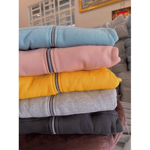 Áo khoác nỉ ngoại khóa kéo sắt tay phồng - update thêm màu