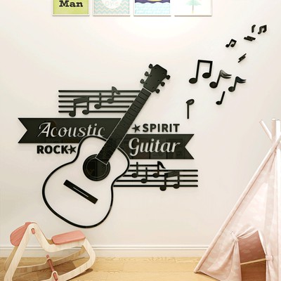 Đàn Guitar Acrylic 3D ba chiều tường Dán Đàn Piano âm nhạc đào tạo phòng học phòng khách phòng ngủ sáng tạo trang trí tự
