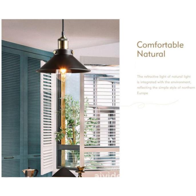 Đèn thả trần hình nón lá gắn đui vàng đồng hiện đại trang trí nhà hàng, đèn thả bàn ăn