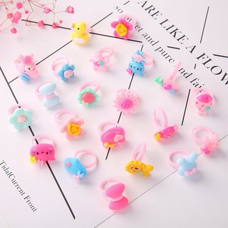 Set 30/20/12/10/5 Nhẫn Nhựa/Nhẫn Mặt Đá Kiểu Dáng Siêu Cưng Cho Bé