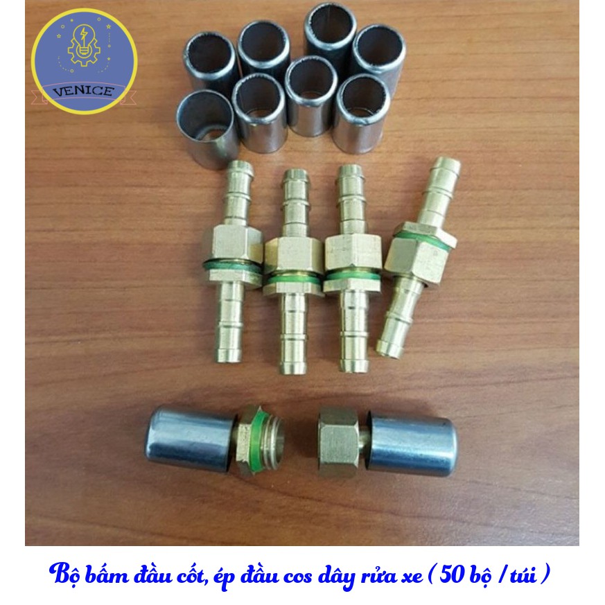 Bộ đầu cos ép đầu ống dây áp lực, máy rửa xe VENICE  - Đuôi chuột phi 8mm - Cỡ ren 13 mm