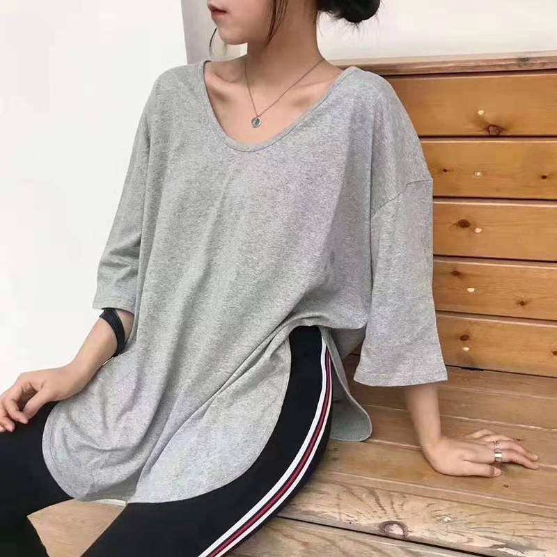 Áo Thun Tay Ngắn Màu Trơn Thời Trang Mùa Hè Cho Nữ