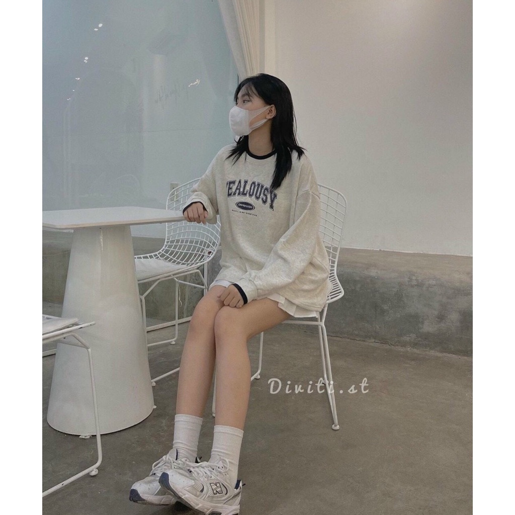 Áo sweater nỉ bông cotton unisex dáng rộng dưới 72kg annastore - Jealousy | BigBuy360 - bigbuy360.vn